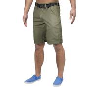 True Face Men Shorts Stretchable Chino Cotton Slim Fit Shorts Zip Fly Summer Half Pants with Belt Casual Knee Length Bottoms with Pockets Khaki 32
