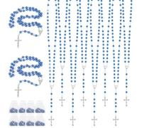 32 Set Pearl Rosary Beads Bulk Glass Rosaries Catholic for Women Jesus Holy Cross Rosary with Organza Bags First Communion Baptism Church Religious Confirmation Present, L, Glass Zinc, No Gemstone