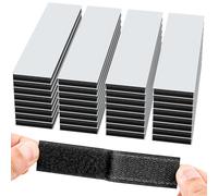 32 Sets 1x4 Inch Hook and Loop Strips with Adhesive, Strong Sticky Back, Heavy Duty Fasteners, Double Sided Mounting Tape for Wall Hanging Picture, Home, Office, School, No Holes Needed, Black