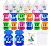 32 Sets Inspirational Gift Bulk Pencil Sharpeners with Motivational Card Organza Bag End of Term Gifts for Students from Teachers Preschool Kindergarten Class Gifts for Students