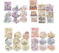 32 Sets Mini DIY 3D Sticker Scene Collection Book for Adults Cute Play Park Hamburg Castle Library Make Your Own Shop House Stickers Therapy for Adult Relief Stress Pass The Time