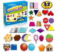32 Shape and Color Magnets with Real World Objects for Comparison & Associative Memory, Perfect for Preschool Learning