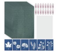 32 Sheets A5 Cyanotype Printing Paper Sun Art Drawing Kit with Acrylic Panel 16 Colourful Clips, High Sensitive Solar Print Paper for Kids Adults Art Crafts DIY Project