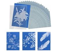32 Sheets A6 Sun Print Paper, 5.83x4.13in Cyanotype Sunprint Paper with Acrylic Panel High Sensitive Nature Photosensitive Solar Art Printing & Drawing Paper for DIY Craft Project Kids Adults