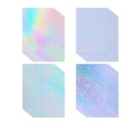 32 Sheets Holographic Clear Vinyl Holographic Stickers Paper Self Adhesive Transparent Holographic Overlay Film with A4 Size 4 Styles Mixed