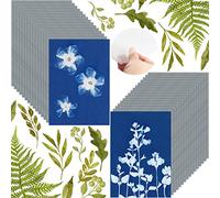 32 Sheets Sun Print Paper Cyanotype Paper Kit, A5 Sun Art Paper With 1 Plastic Tool for Sun Printing, Light Sensitive Solar Photography Paper for Kids DIY Crafts (5.8x 8.3 inch)