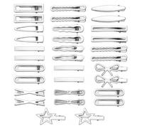 32 Silver Hairpins, Geometric Stars, One-Word Clips, Broken Hair Bangs On The Sides, Fixed Hairpin, Braided Hair Style Decoration And Embellishment.