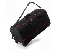 32" Soft-Sided Foldable Wheeled Travel Duffel Bag,Expandable 110L to 140L Rolling Cargo Bag with 2 Wheels and Multiple Pockets1, Black Red, 86L, Travel