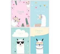 32 Thank You Cards Made from Recycled Paper with Envelopes (Lovely Llamas)