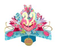 32 Today Happy 32nd Birthday Pop-Up Greeting Card Love Kate's Pop Up Cards Her Design POP236MC32