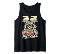 32 Too Many Candles Still Cool Funny 32nd Birthday Raccoon Tank Top