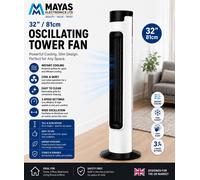 STATUS D32TOWERFAN1PKB 32" Tower Fan - White, White