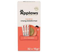 Applaws Salmon Creamy Lickable Cat Treats for Cats and Kittens 32x15g, Grain Free Puree 15g Sachet