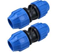 32 x 32mm MDPE Straight Pipe Compression Fitting Coupling Connector 2PK