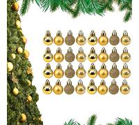 32 x Christmas Tree Baubles 25mm Gold Glitter Shatterproof Hanging Xmas Ball Ornaments Bauble for Festive Holiday Party, Wedding, Christmas Tree Decoration - ANGIX
