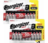 32 x Energizer Max AA Alkaline Batteries | 1.5V Mercury-Free & Leak Resistant | Longer Lasting Power & Better Performance | 10 Year Shelf Life, Pack of 32