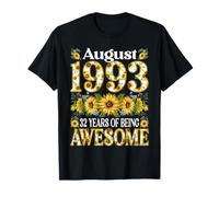 32 Year Old Floral August 1993 32nd Birthday Women Apparel T-Shirt