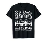 32 Years Married - Happy 32nd Wedding Anniversary T-Shirt