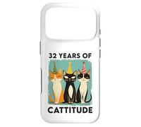 32 Years Of Cattitude 32nd Birthday Cat Lover 32 Years Old Case for iPhone 17 Pro