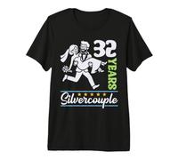 32 Years Silvercouple 32nd Wedding Anniversary Marry Couples Premium T-Shirt