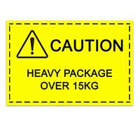 320 Caution Heavy Package Over 15kg Labels for Packing Boxes - 3x2 FBA Compatible - Yellow Warning, Great for Warehouse & Moving
