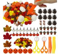 320 Pcs Fall Sensory Bin Fillers Decorations, Sensory Bin Filler, Pumpkin Bowls, Pompom, Maple Leaves, Squirrels, Pumpkins, Acorns, Pine Cones for Fall Halloween Autumn Party Decor