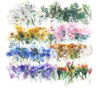 320 Pcs Floral Stickers Self-Adhesive Craft Flower Decals Botanical Clear Sticker Transparent Nature Flower Stickers for crapbooking Journaling Envelopes Cards DIY Crafts Planner Laptops