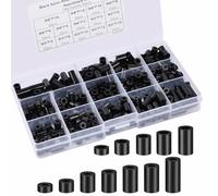 320 Pcs Insulation Standoff Spacers, Black Nylon Spacers M3/M4, Non-Threaded Nylon Spacer Set, Plastic Spacers for Electrical Screws, Switch and Receptacle, 14 Kinds Different Size