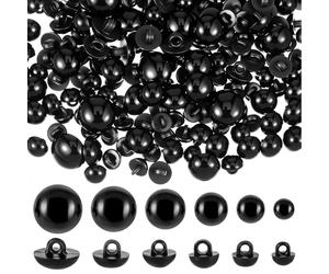 320 PCS Sew on Safety Eyes for Crochet Toys, Round Black 8mm to 15mm Crochet Eyes for Animals, Plastic Mushroom Domed Sewing Crafting Eyes for DIY Stuffed Animals Amigurumis Crochet Toy Doll Making