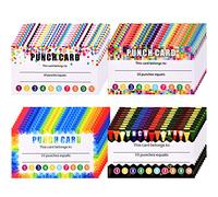 320 Pieces Punch Cards, Incentive Loyalty Reward Card Student Awards Loyalty Cards for Business, Classroom, Kids Behavior, Students, Teachers, 3.5 x 2 Inch, 4 Styles (Colorful)