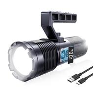 3200 Lumens Super Bright LED Torch, 11 Modes Rechargeable Torches, Tactical Flashlight, Zoomable LED with COB Auxiliary Light, IPX7 Waterproof, for Camping, Emergency, Disaster Surviva