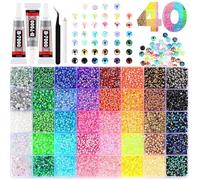 32000 Pcs 40 Colors Resin Jelly Rhinestones for Bedazzling, 3mm Multicolor Flatback Gems for Crafting, Bedazzling Kit with 3pcs B7000 Glue for Nail Glitter, Shoes, Clothing & DIY (40 Colors)
