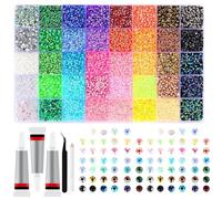 32000 Pieces Bedazzler Set Resin Rhinestones with 3 Pieces 10ml Glue 0.3cm Colorful Bedazzler Set with Rhinestones for DIY Clothes Cup Shoes Fabric Nail Art 40 Colors Be