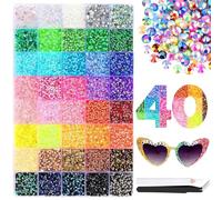 32000pcs Nail Art Rhinestones Bedazzling Kit, 40 Colors 3mm Flat Back Nail Gems Crystals Bedazzle Kit with Pick Up Tweezers and Pen for DIY Art Crafting Clothes Shoes Decoration