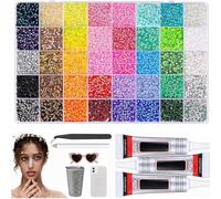 32000Pcs Resin Jelly Rhinestones for Bedazzling, Colorful DIY Resin Rhinestone Kit, for Clothes, Tumblers, Crafts, Nail Art, Shoes (40colors(3mm))