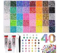 32000Pcs Resin Rhinestones Bedazzling Kit,40 Colors 3mm Flat Back Nail Gems Crystals with Glue and Pen for Crafts,Nails Rhinestones Bedazzler Kit for DIY Clothing,Shoes,Cups,Nail Art Accessories
