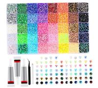32000Pcs Resin Rhinestones Bedazzling Kit with 3Pcs 10ml Glue, 0.3cm Colorful Rhinestones Bedazzler Kit for Craft Clothes Mugs Shoes Fabric Nail Art 40 Colors
