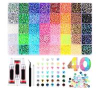 32000Pcs Resin Rhinestones Bedazzling Kit with 3Pcs 10ml Glue,Colorful DIY Resin Rhinestone Kit, Resin Rhinestones Bedazzling Gems for Nail DIY Crafting (f-4000)