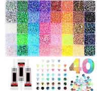 32000Pcs Resin Rhinestones Bedazzling Kit with Glue(3x10ml), 0.3cm 40 Colorful Rhinestone Bedazzler Kit, Rhinestones for Bedazzling for Craft Clothes Mugs Shoes Fabric Nail Art