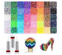 32000Pcs Rhinestones for Bedazzling with 3Pcs 10ml Glue, Bedazzler Kit with Rhinestones, Resin Flatback Bulk Crystals with Glue and Tools for Crafting Clothes Nail Art DIY Tumblers Decoration