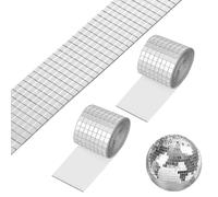 3200PCS 5 x 5mm Mirror Mosaic Tiles Mirror Tiles Self Adhesive Stickers for DIY Disco Ball (2Roll, Silver)