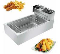 3200W Electric Deep Fat Fryer, 22L Stainless Steel Fryers With 50-300°C Adjustable Temperature, Safety Cut-Out, For Commercial Countertop-