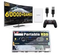 320G HDD Portable External Game Console Cassette, Pocket Super Console with 60000+ Games, Retro Gaming Hard Drive Support 70 Emulators, Plug and Play Disk Game Stick T3 Video GamePad (With Controller)