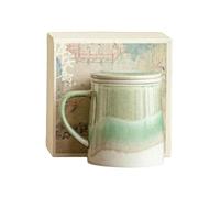 320ml/11oz ceramic kiln changed mountains and seas green mug home fresh and exquisite drinking utensils-green [ box]