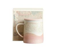 320ml/11oz ceramic kiln changed mountains and seas green mug home fresh and exquisite drinking utensils-peach powder [ box]