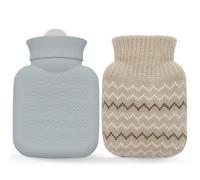 320ml Hot Water Bottle with Knited Cover, Mini Hot Water Bag for Pain Relief, Waist, Back, Neck, Shoulders, Small Leak Proof Hot Water Bottle with Removable Cover for Women, Kids, Best Gifts