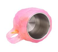 320ml Mineral Crystal Coffee Mug with Resin Stainless Steel Liner, Elegant Relaxing Tea Cup for Home and Office Decor (Pink)