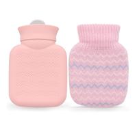 320ml Mini Hot Water Bottle with Removable Knitted Cover - Ideal for Pain Relief on Waist, Back, Neck & Shoulders, Leak - Proof Design Perfect as a Gift for Women and Kids(Pink)