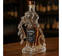 320ML Whiskey Decanter Bottle - Art Statue, Hunting Dog Glasses Whiskey Wine Bottle Ornaments, 3D Engraved Hunting Whiskeys Decanter Sculptures, Funny Animal Wine Bottles & Home Bar Decor(D)