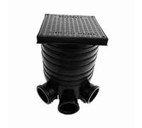 320mm Manhole Inspection Chamber Full Set with Square Cover, Riser & Base Plastic 320mm Underground Drainage Inspection Chamber Extension, Black